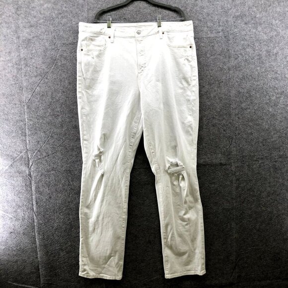 Old Navy High Rise OG Straight White Jeans Womens Size 18 Tall White Distressed - Picture 1 of 11
